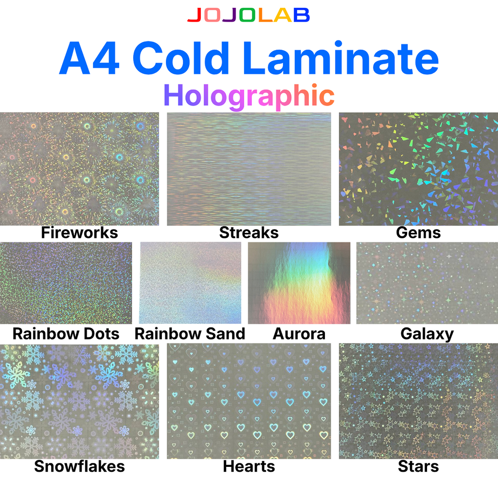 A4 Holographic Cold Laminate Sticker Sheet