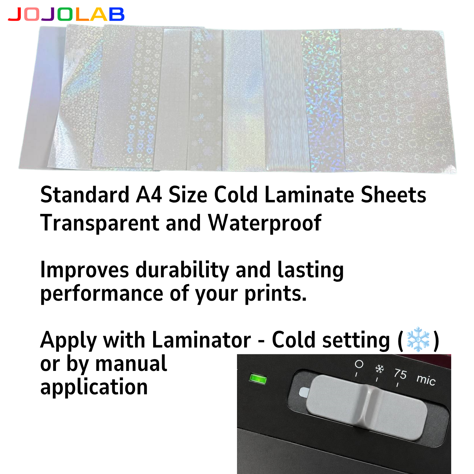 A4 Holographic Cold Laminate Sticker Sheet