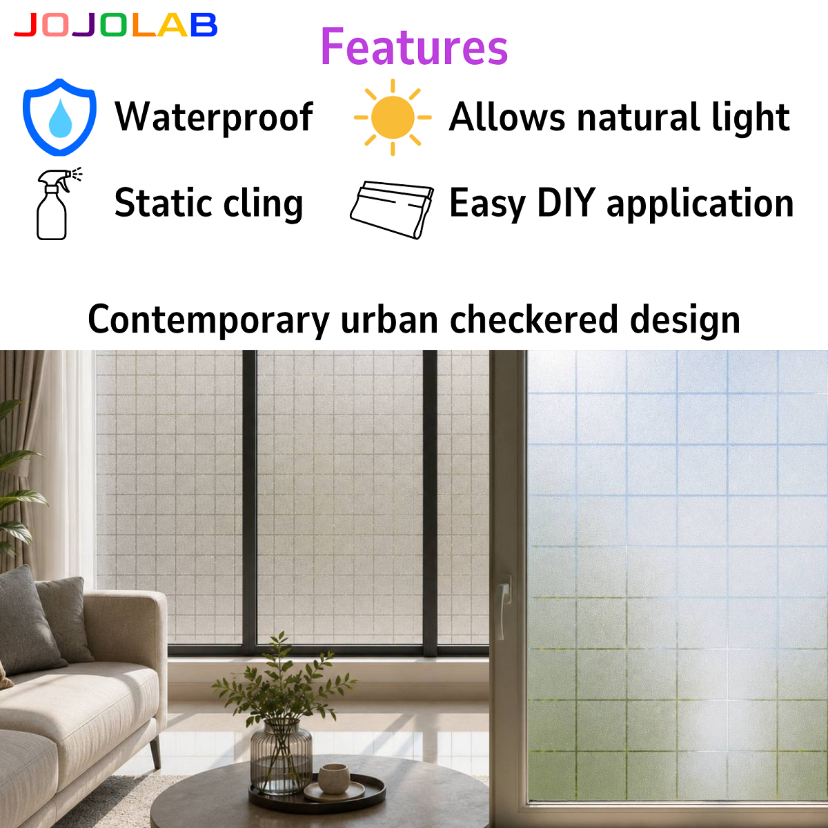 Urban Grid Pattern Decorative Window Film