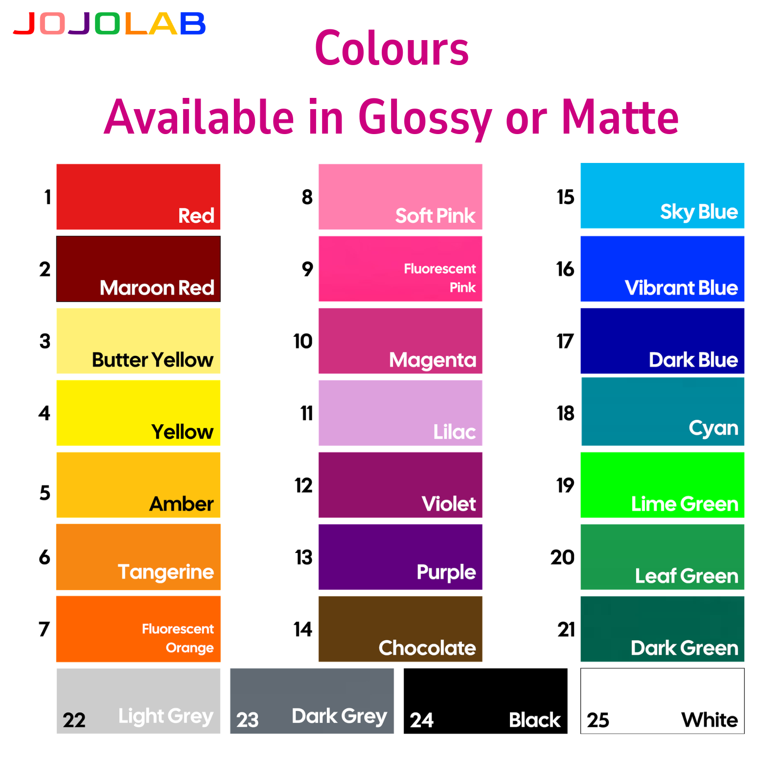 Assorted Colours Vinyl Stickers Glossy Matte 25 Sheets