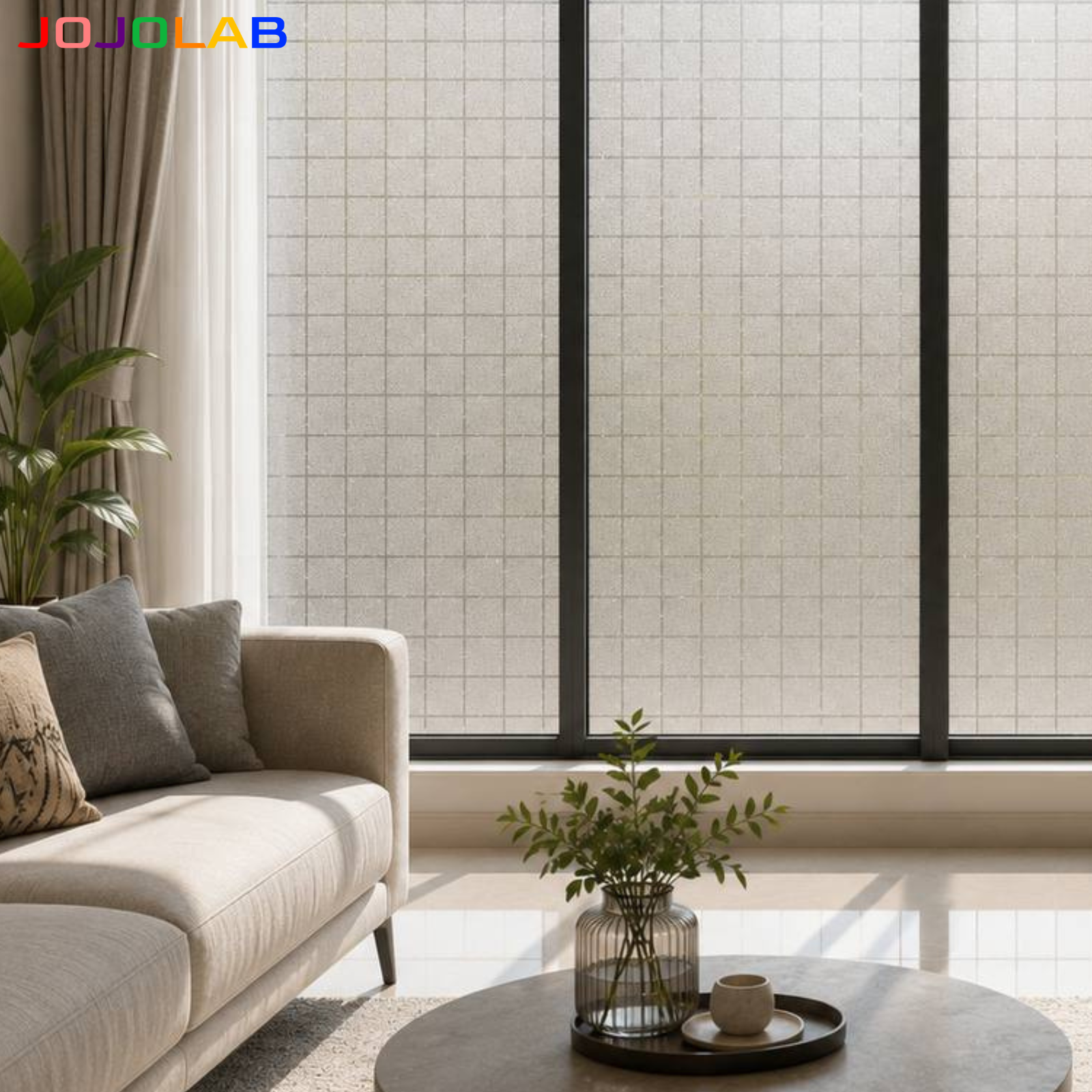 Urban Grid Pattern Decorative Window Film
