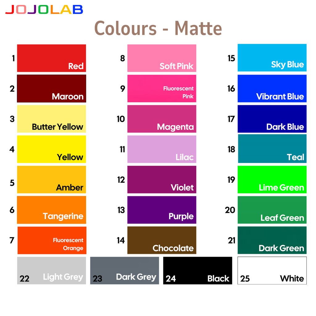 Coloured Matte Vinyl Stickers 10 Sheets