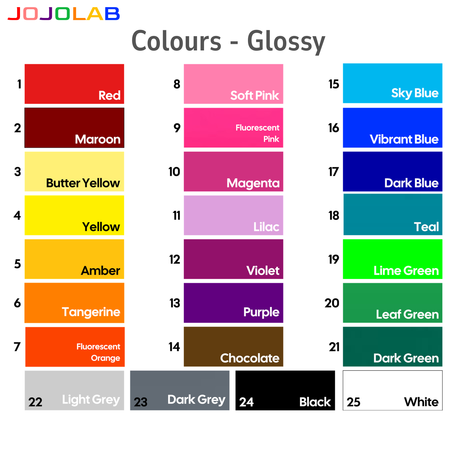 Coloured Glossy Vinyl Stickers 10 Sheets